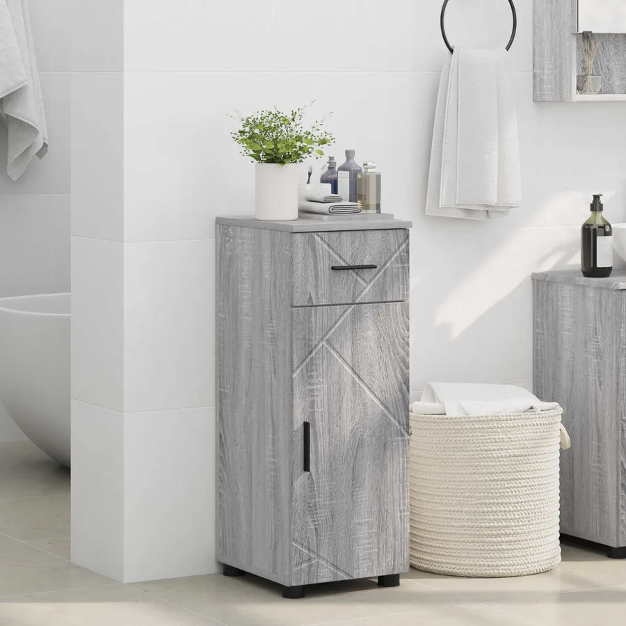 Cabinet de salle de bain avec porte Gris Sonoma 30 x 35 x 80 cm - 4