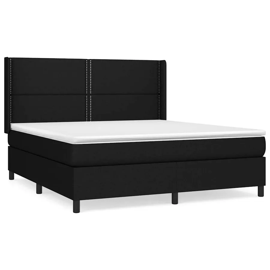 Sommier à lattes de lit avec matelas Noir 160x200 cm Tissu - 2