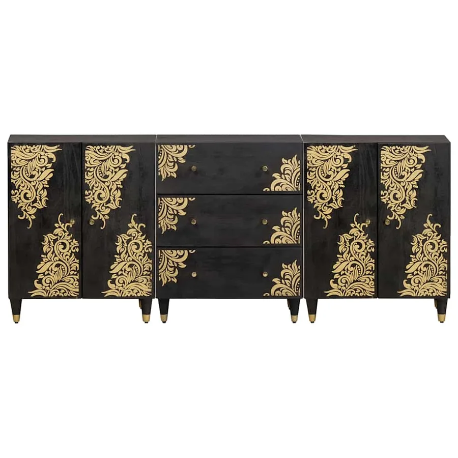 Ensemble de Meubles de Salle de Bain avec tiroir 3 pcs Noir - 5