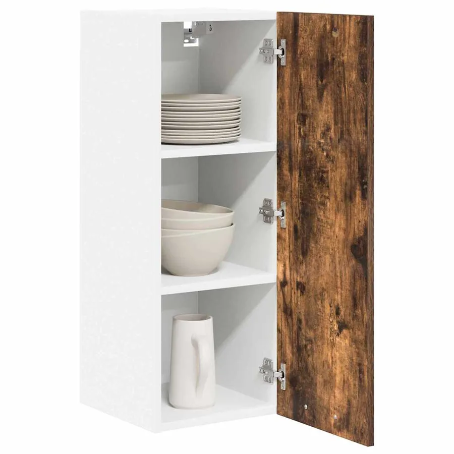Armoire suspendue Chêne fumé et Blanc 30 x 31 x 80 cm - 3