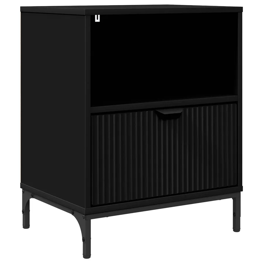 Cabinet de chevet Noir 49 x 36 x 61 cm Bois d'ingénierie - 2