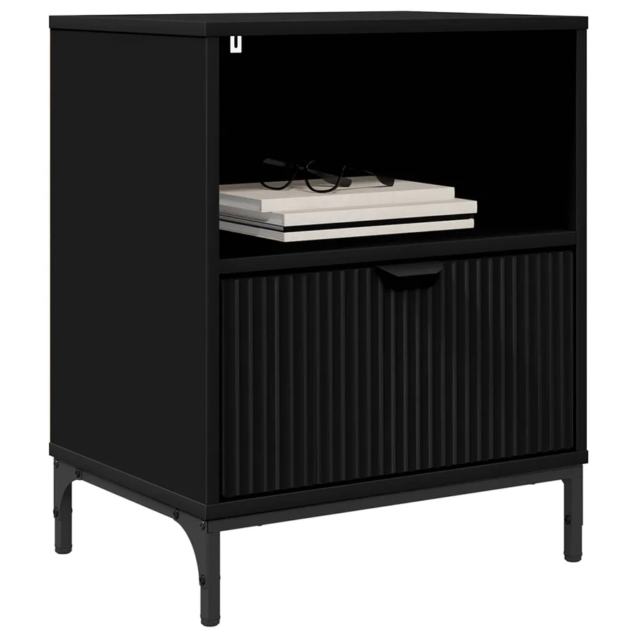 Cabinet de chevet Noir 49 x 36 x 61 cm Bois d'ingénierie - 3