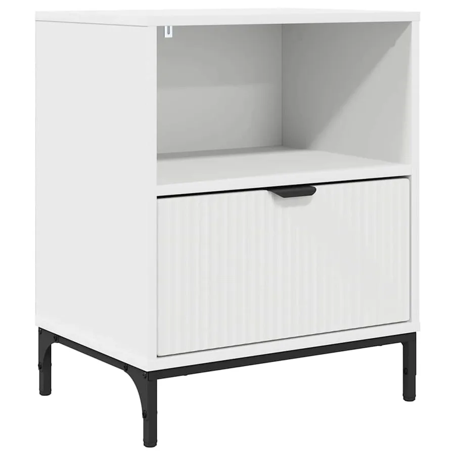 Cabinet de chevet Blanc 49 x 36 x 61 cm Bois d'ingénierie - 2