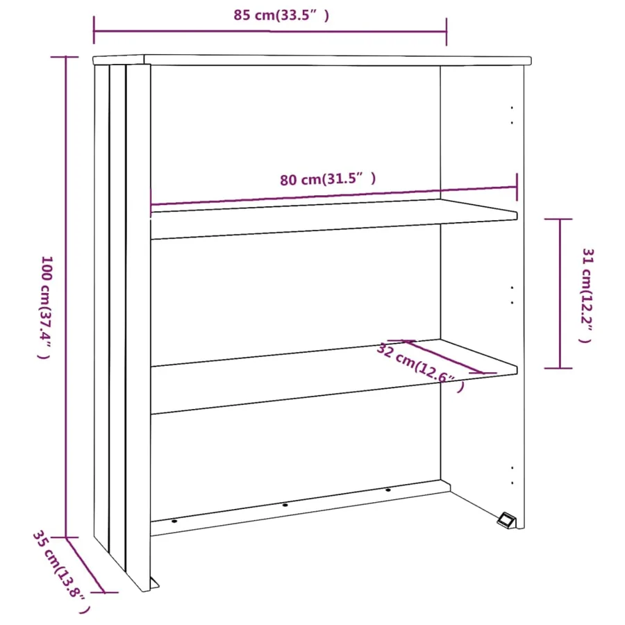 Dessus de buffet HAMAR Marron miel 85x35x100 cm Bois de pin - 7