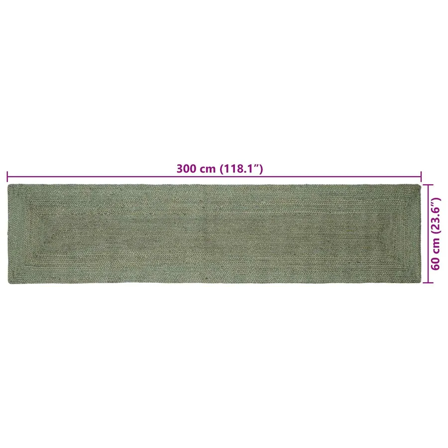 Tapis de surface Rectangulaire Vert olive 60 x 300 cm Jute - 6