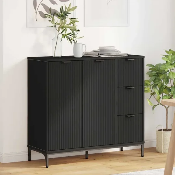 Buffet Noir 89,5 x 33 x 82 cm Bois d'ingénierie