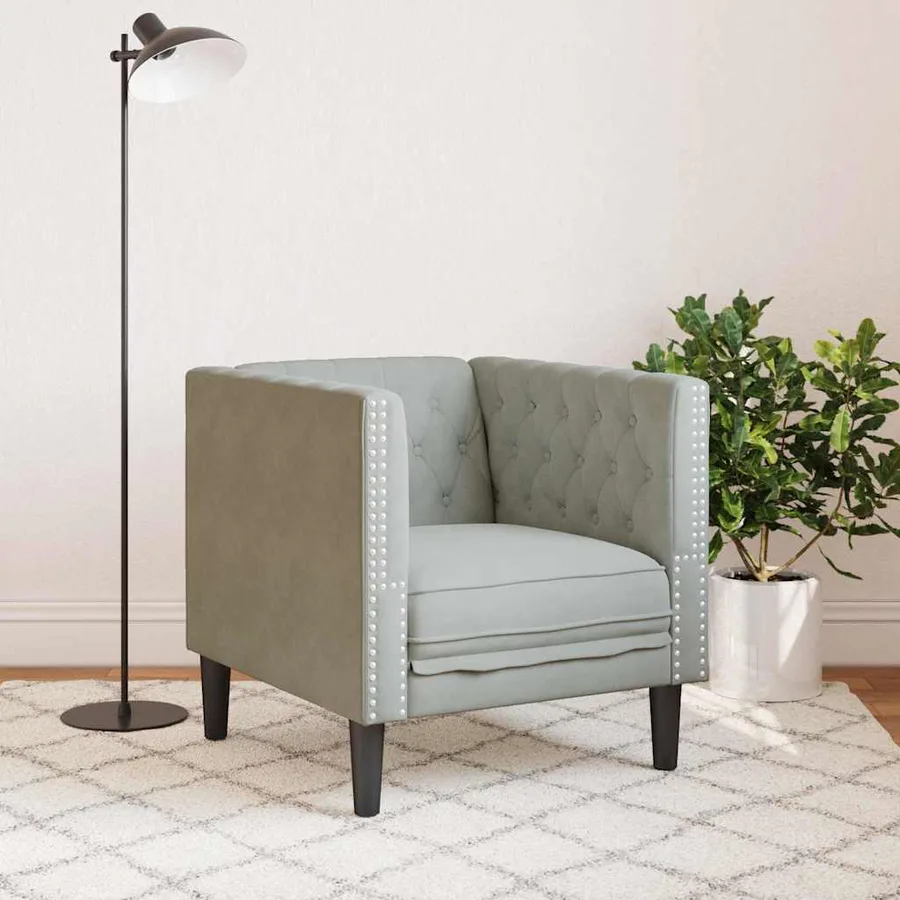 Canapé Gris clair 74,5 x 71 x 70,5 cm Velours - 3