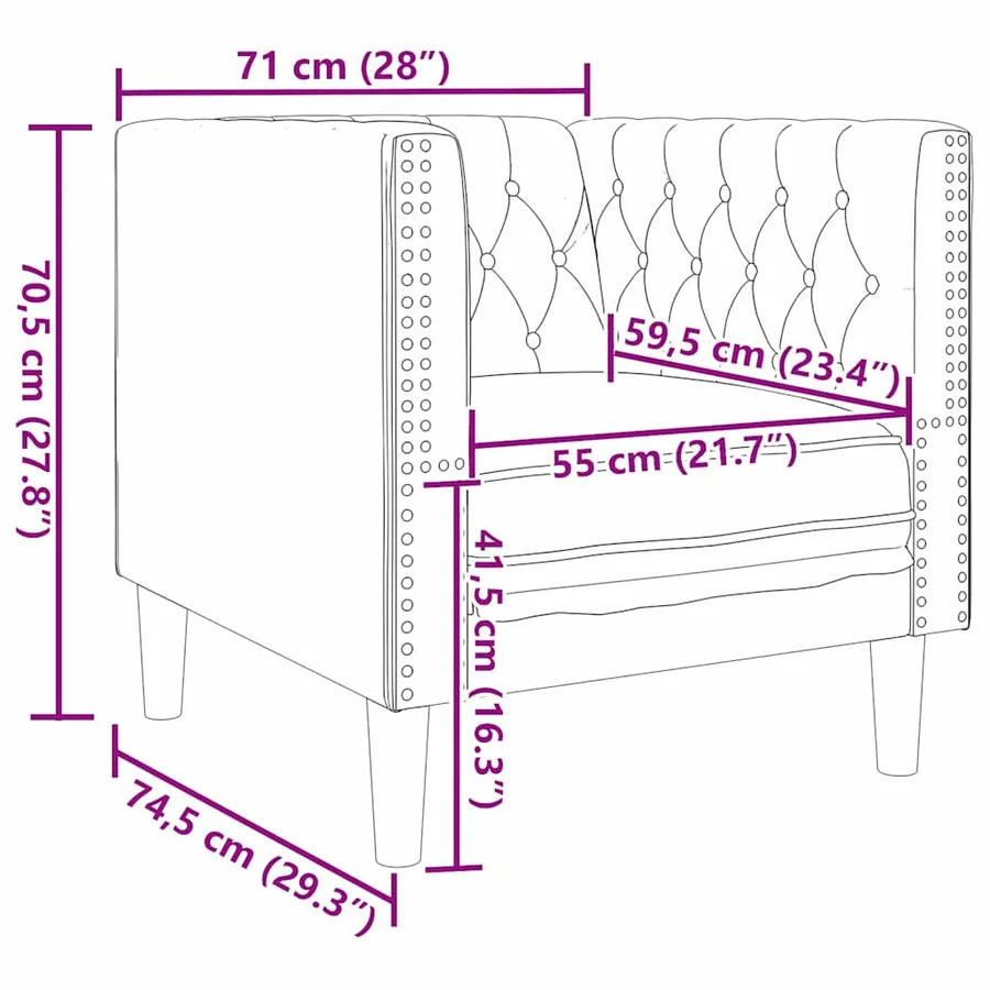 Canapé Gris clair 74,5 x 71 x 70,5 cm Velours - 9