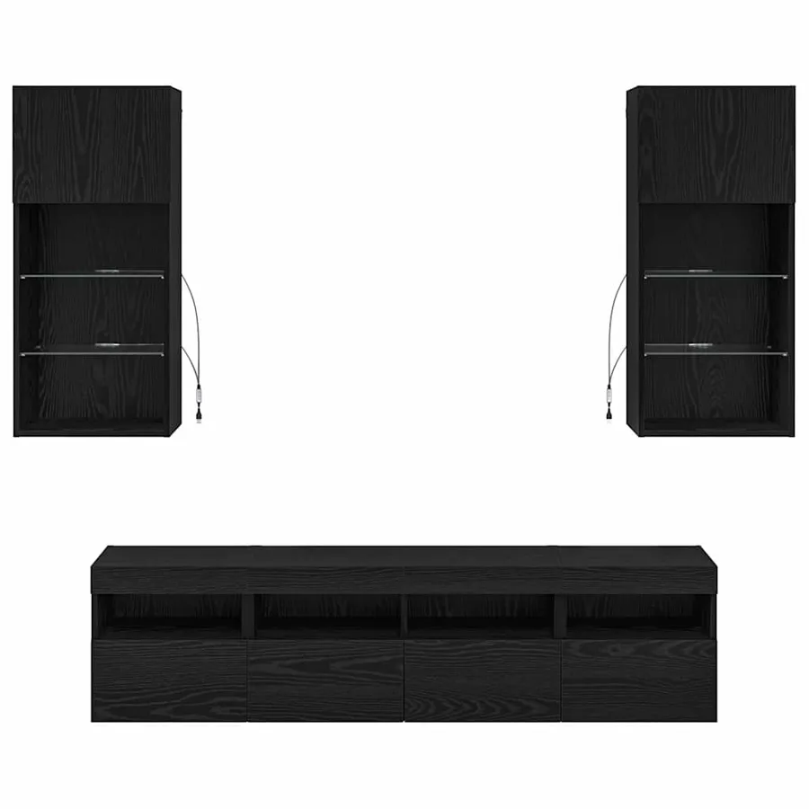Unités murales TV avec LED 5 pcs Chêne noir 40,5 x 30 x 90 cm - 10
