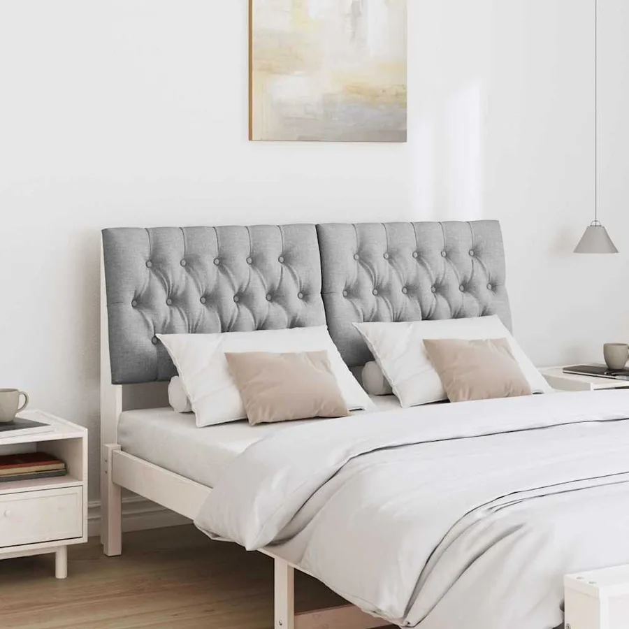Tête de lit capitonnée Gris clair 140 cm Pin massif - 3