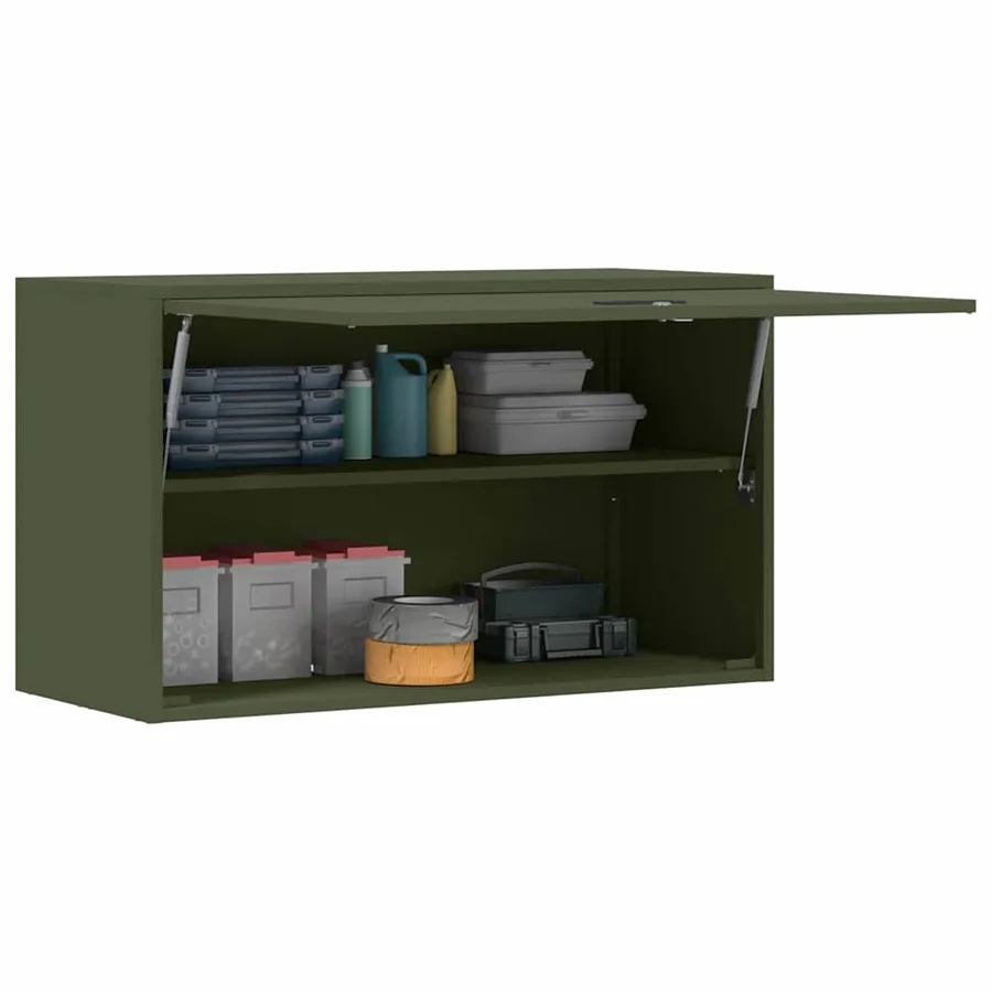 Armoire murale pour garage Vert olive 90 x 40 x 53 cm - 3
