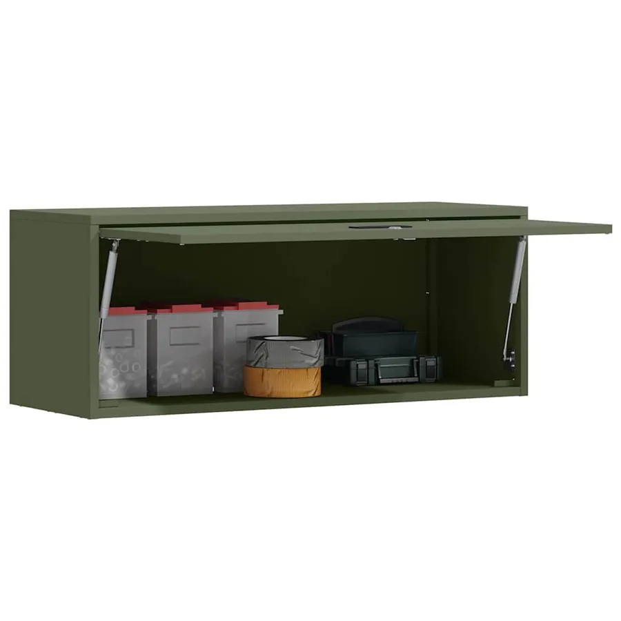 Armoire murale pour garage Vert olive 90 x 33 x 35 cm - 3