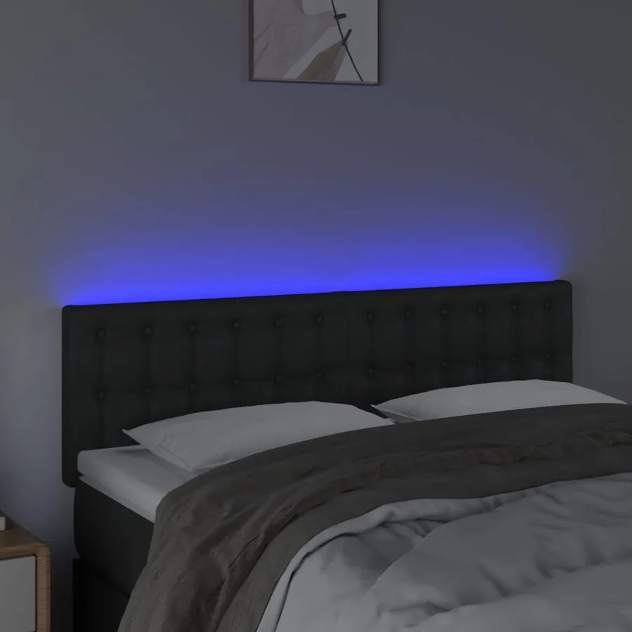 Tête de lit avec LED noir 144x5x78/88 cm similicuir - 3