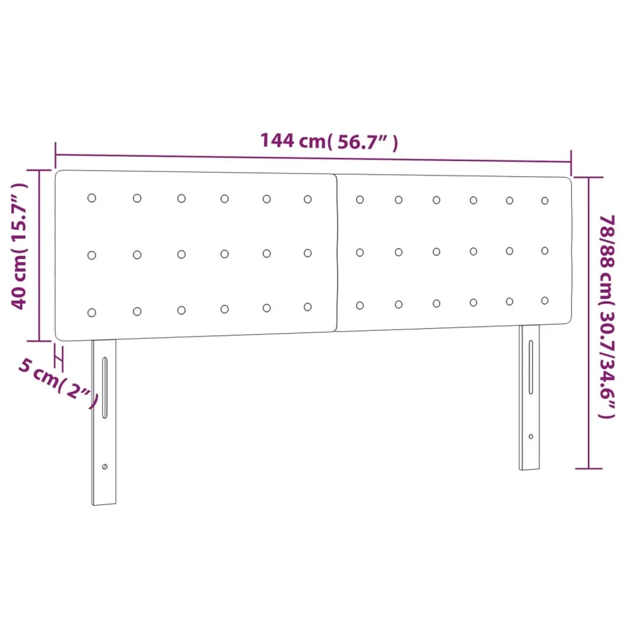 Tête de lit avec LED noir 144x5x78/88 cm similicuir - 6