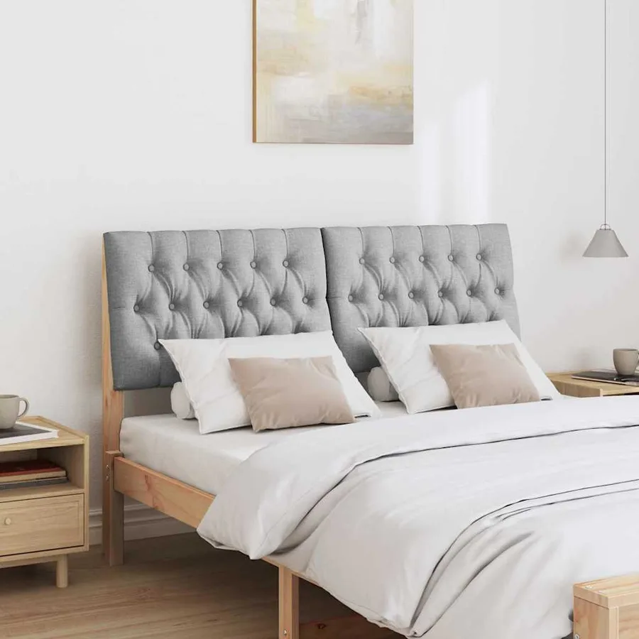 Tête de lit capitonnée Gris clair 160 cm Pin massif - 3