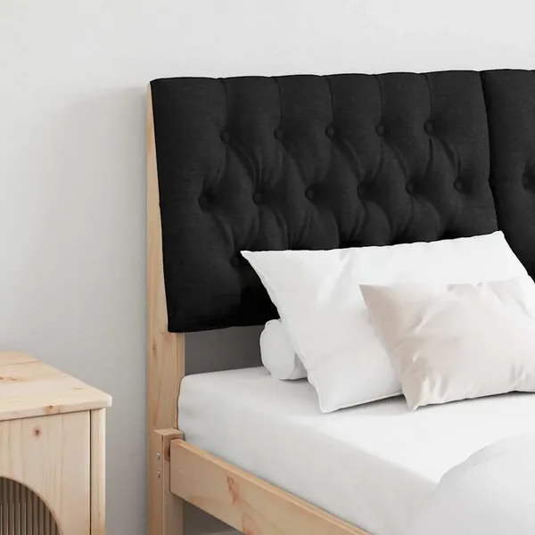 Tête de lit capitonnée Noir 140 cm Pin massif