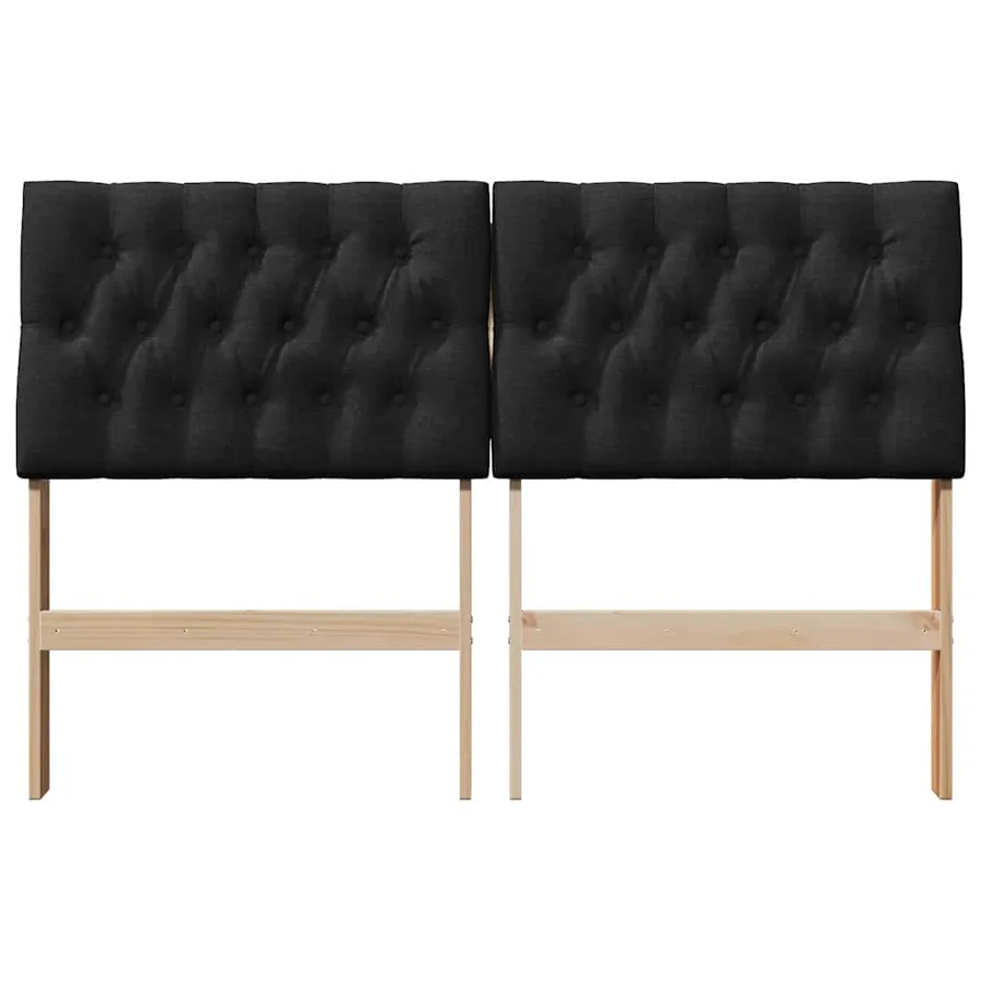 Tête de lit capitonnée Noir 140 cm Pin massif - 4