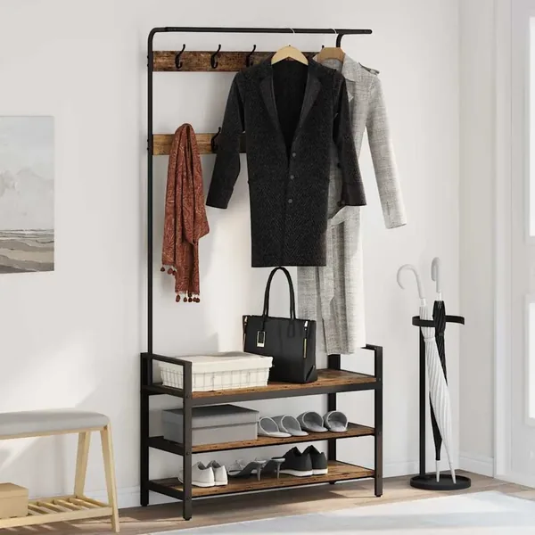 Porte-manteau Bois ancien 95 x 34 x 184 cm Bois d'ingénierie