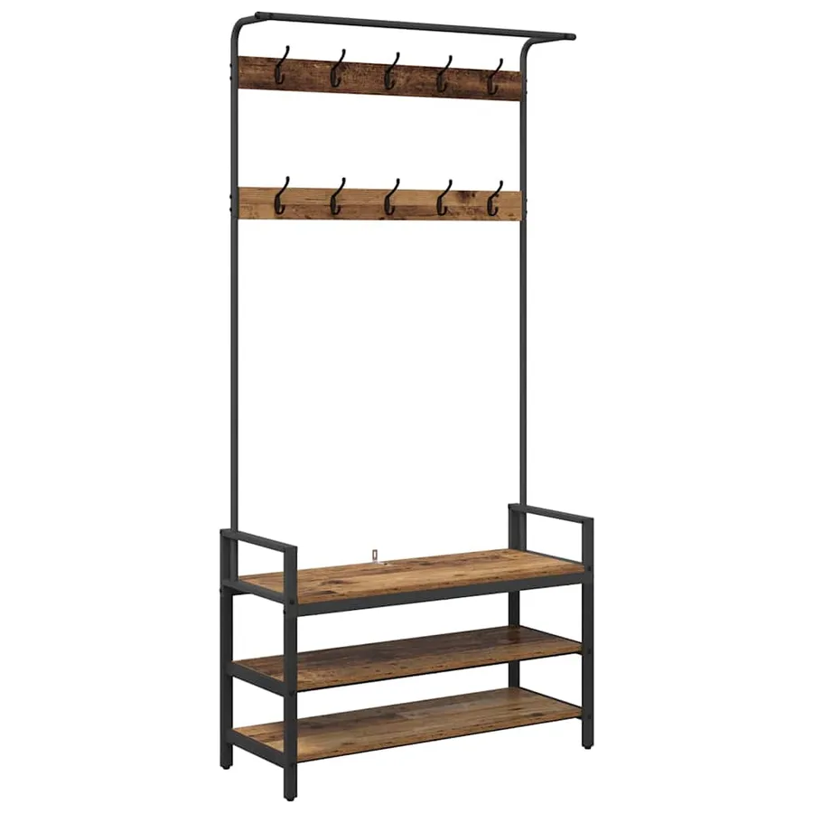 Porte-manteau Bois ancien 95 x 34 x 184 cm Bois d'ingénierie - 2