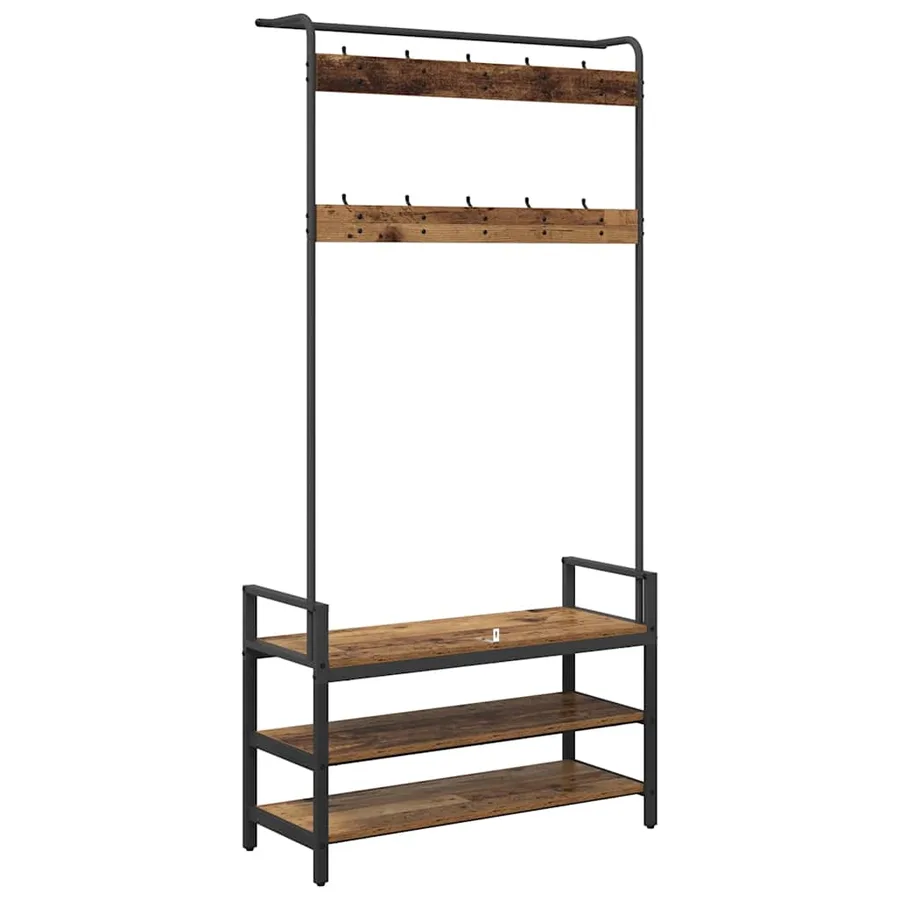 Porte-manteau Bois ancien 95 x 34 x 184 cm Bois d'ingénierie - 7