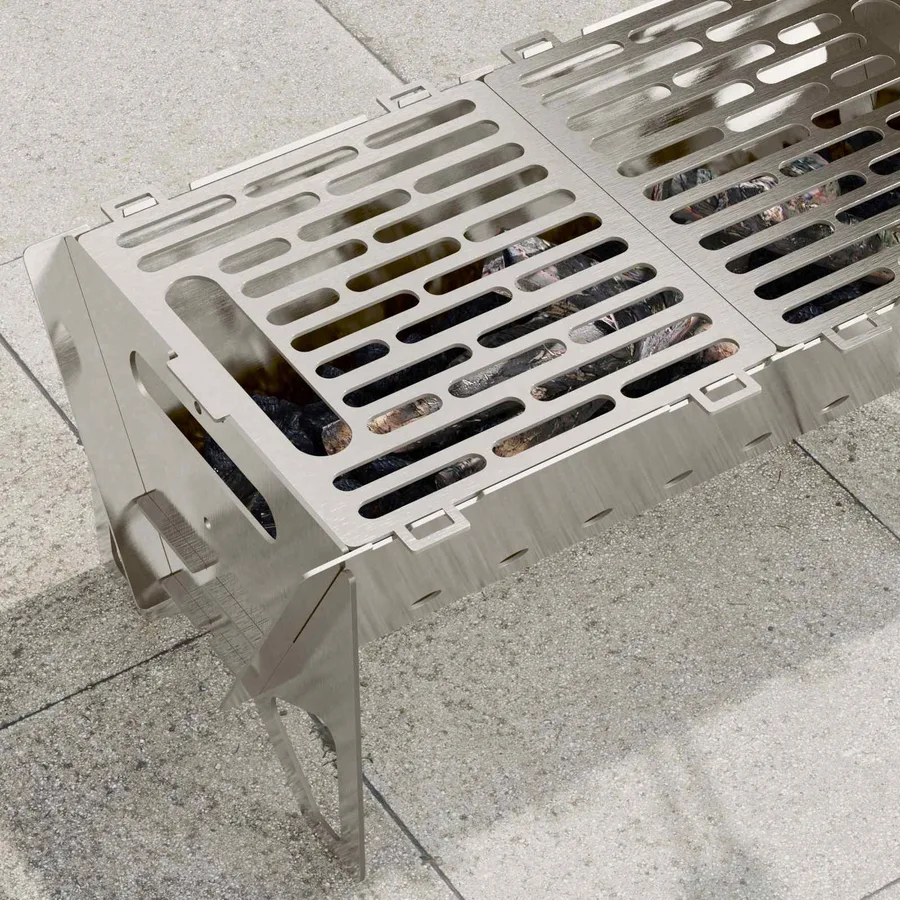 Foyer de camping 42 x 22 x 18 cm Acier inoxydable Argenté - 3