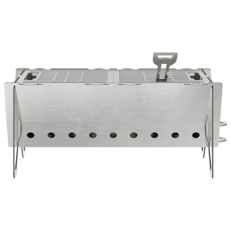 Foyer de camping 42 x 22 x 18 cm Acier inoxydable Argenté - 4