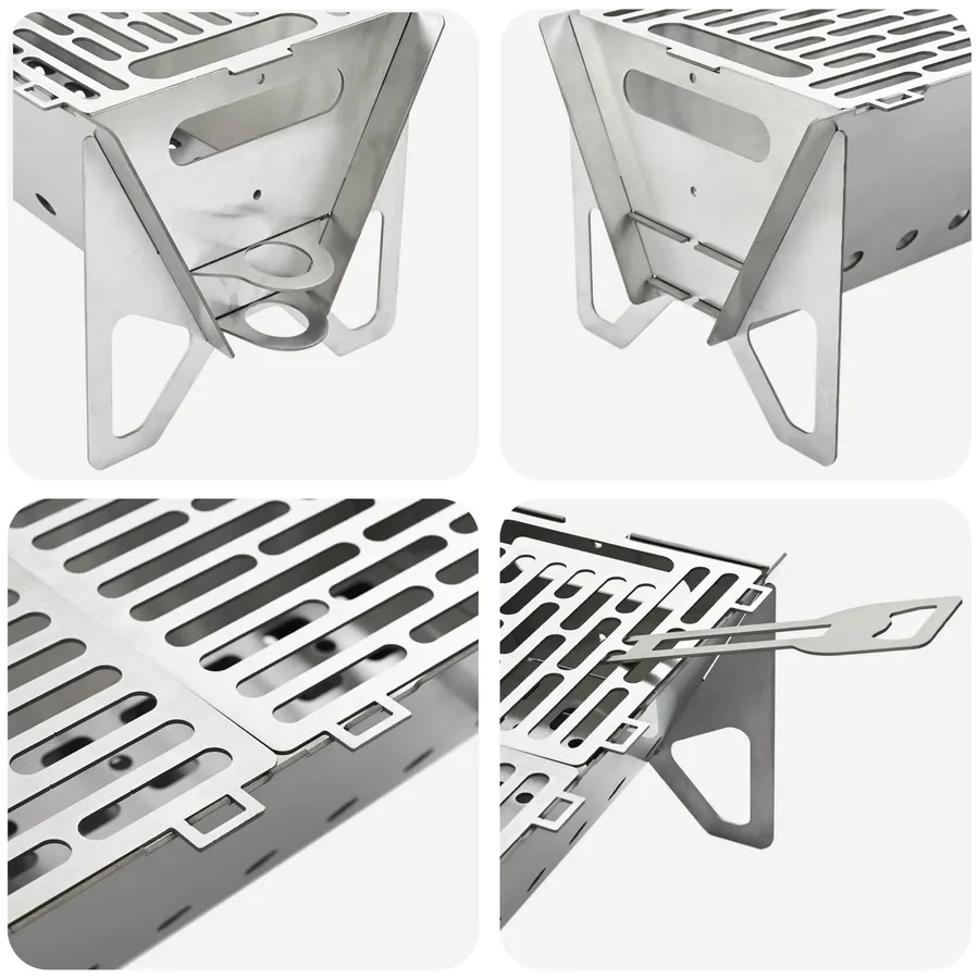 Foyer de camping 42 x 22 x 18 cm Acier inoxydable Argenté - 7