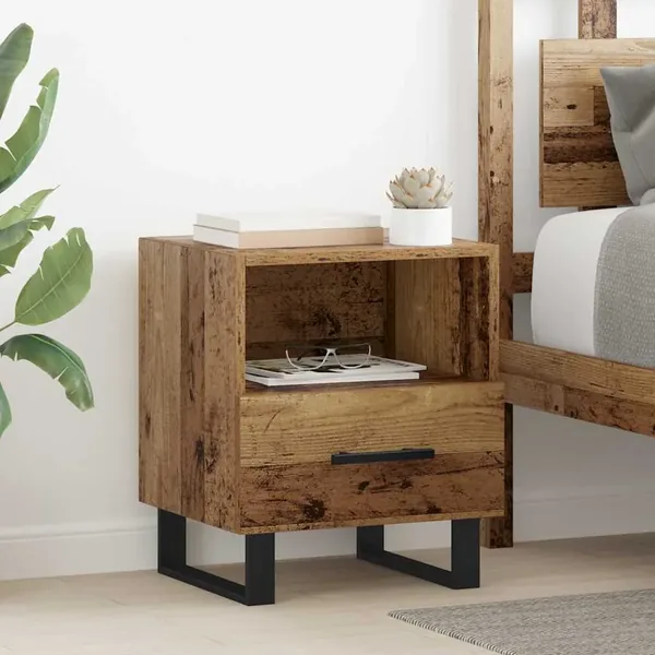 Cabinet de chevet avec tiroir Bois ancien 40 x 35 x 47,5 cm