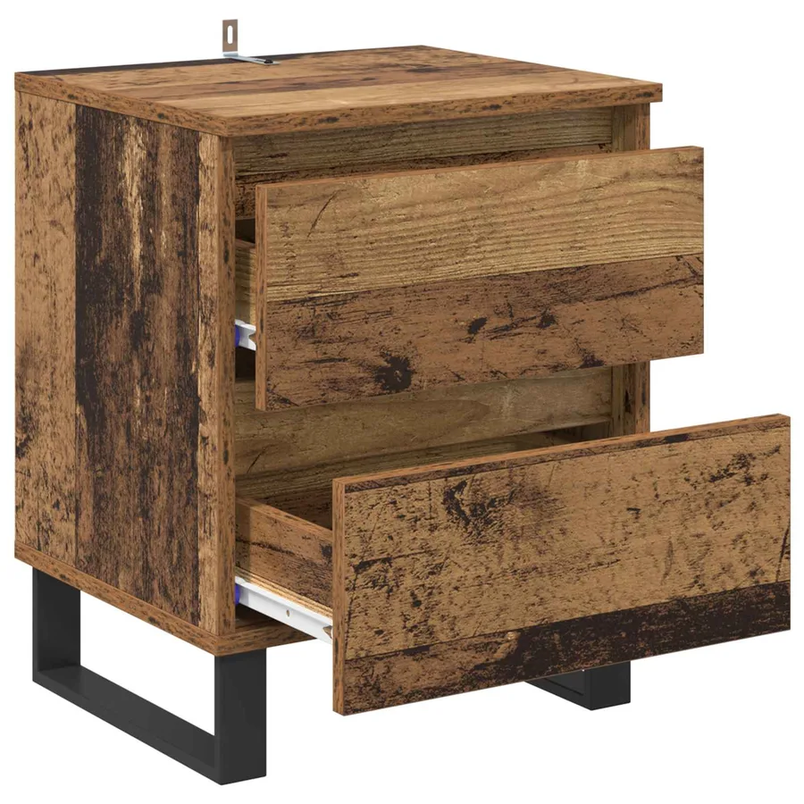 Cabinet de chevet avec tiroir 2 pcs Bois ancien 40 x 35 x 50 cm - 5