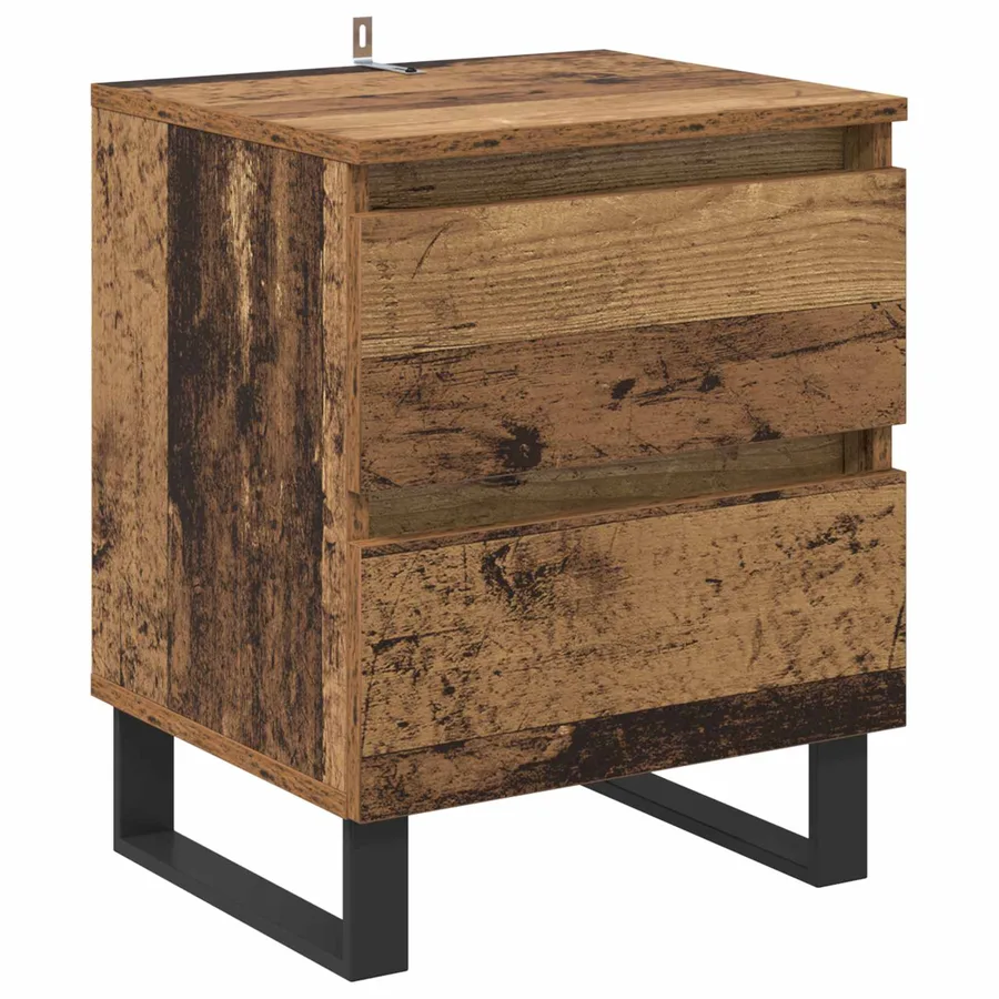 Cabinet de chevet avec tiroir 2 pcs Bois ancien 40 x 35 x 50 cm - 6