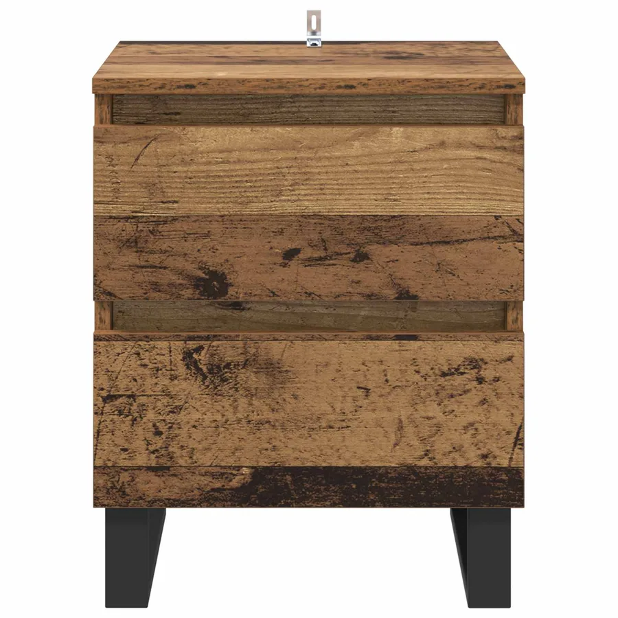 Cabinet de chevet avec tiroir 2 pcs Bois ancien 40 x 35 x 50 cm - 7