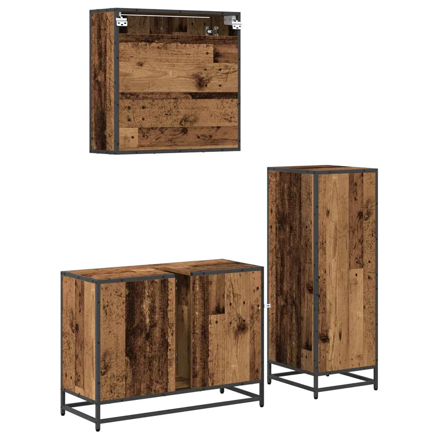 Ensemble de mobilier de salle de bain 3 pcs Bois Ancien - 10