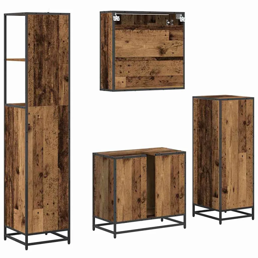 Ensemble de mobilier de salle de bain 4 pcs Bois Ancien - 10