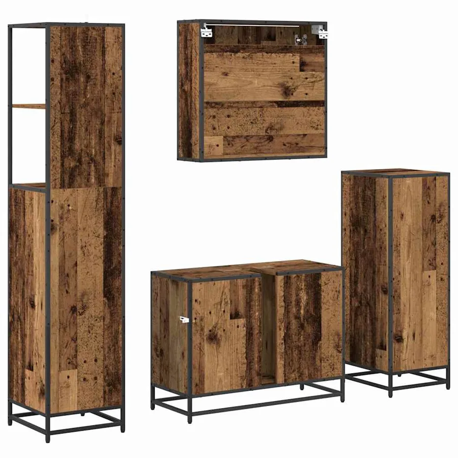 Ensemble de mobilier de salle de bain 4 pcs Bois Ancien - 10