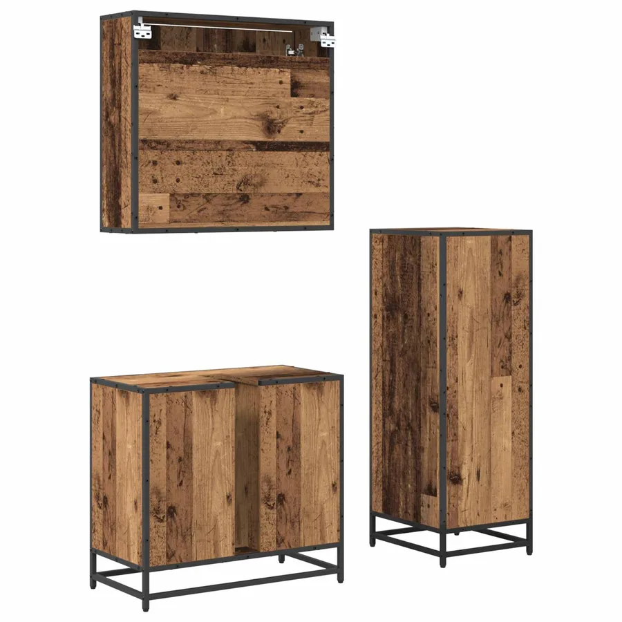 Ensemble de mobilier de salle de bain 3 pcs Bois Ancien - 4