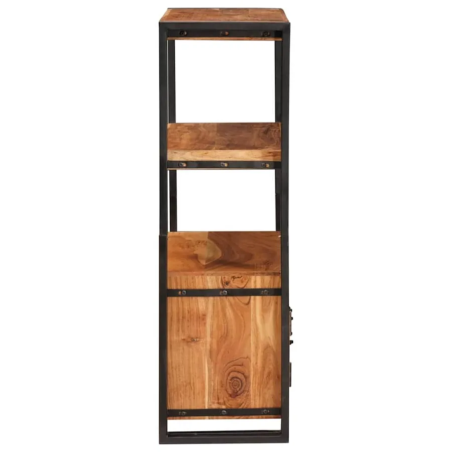 Bibliothèque avec portes Marron Bois d'acacia massif et métal - 6