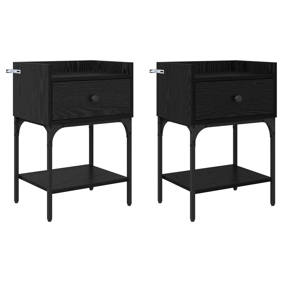 Table de chevet avec tiroir 2 pcs Chêne noir 40 x 29 x 60 cm - 2
