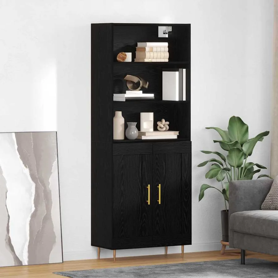 Haut Armoire Chêne noir 69,5 x 34 x 180 cm Bois d'ingénierie