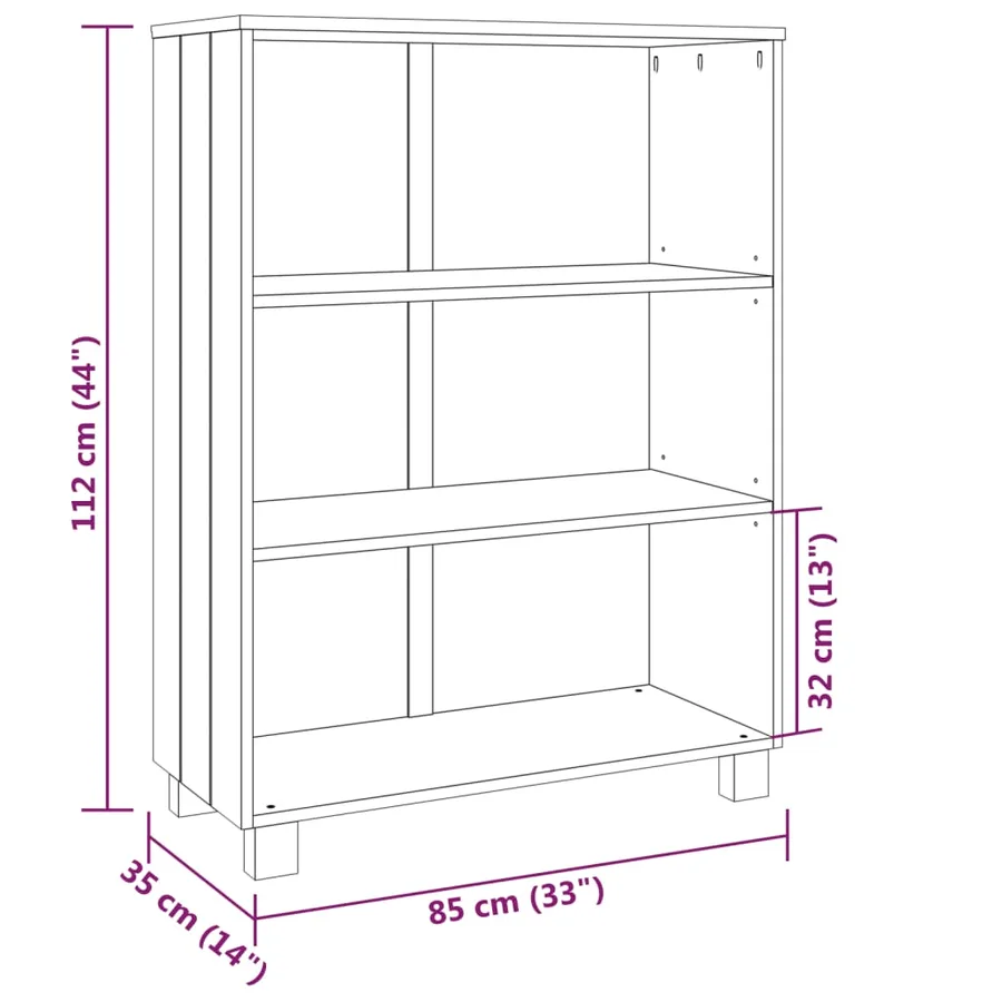 Bibliothèque HAMAR Marron miel 85x35x112 cm Bois de pin massif - 8