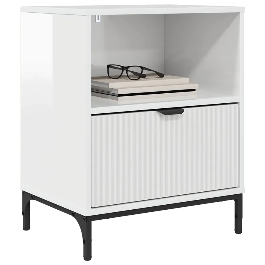 Cabinet de chevet 2 pcs Blanc brillant 49 x 36 x 61 cm - 3