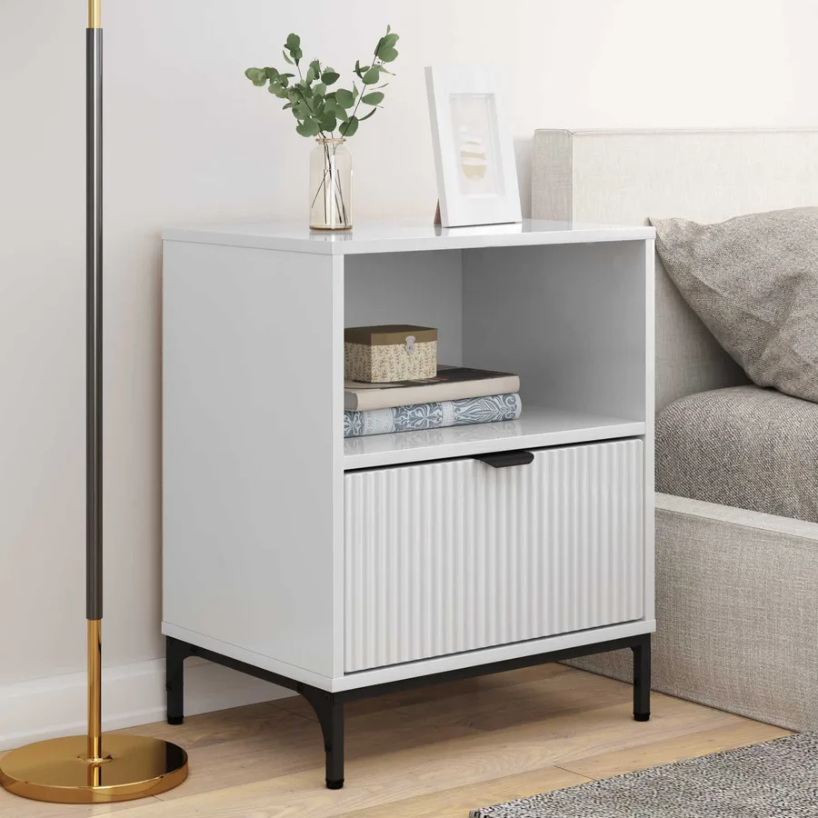 Cabinet de chevet 2 pcs Blanc brillant 49 x 36 x 61 cm - 4