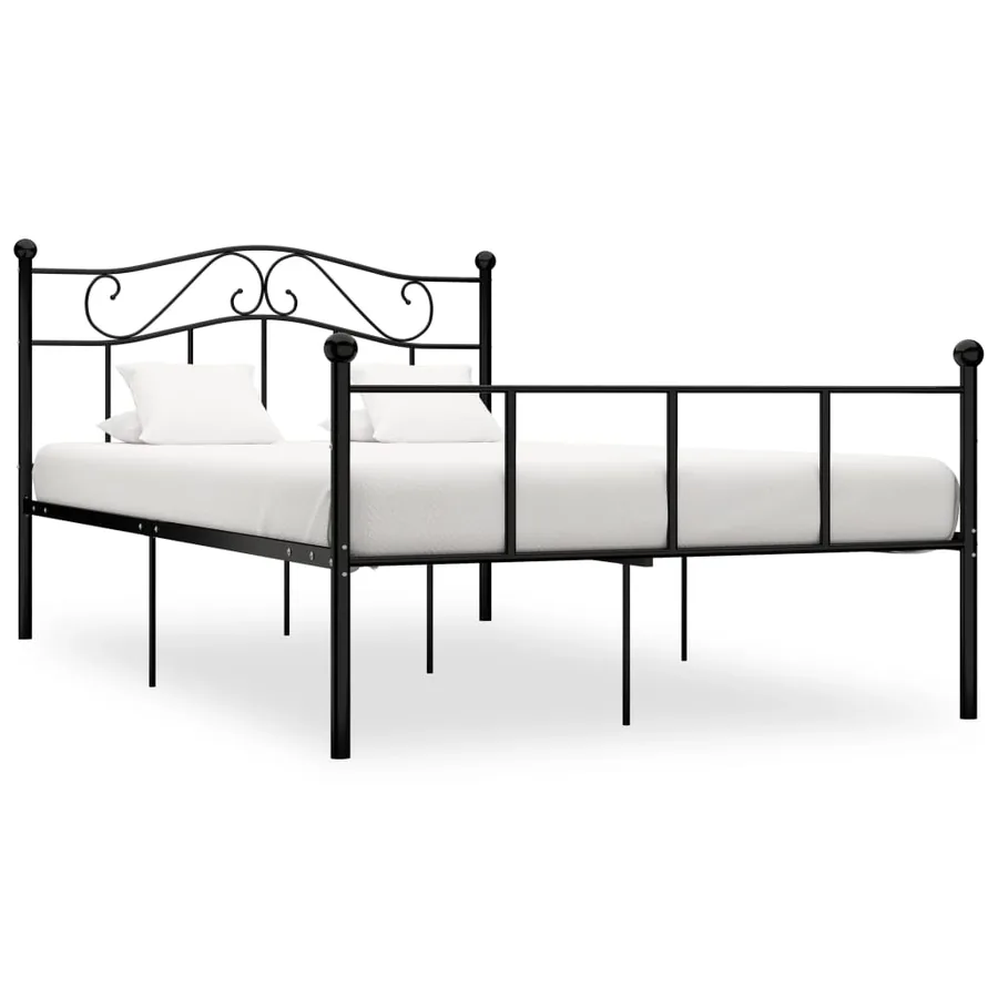 Cadre de lit sans matelas noir métal 160x200 cm