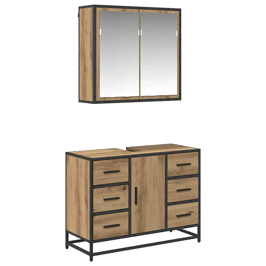 Ensemble de mobilier de salle de bain 2 pc Chêne artisanal - 2