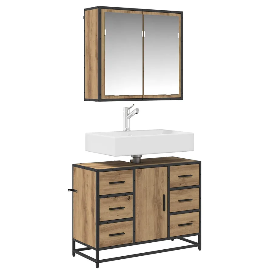 Ensemble de mobilier de salle de bain 2 pc Chêne artisanal - 3