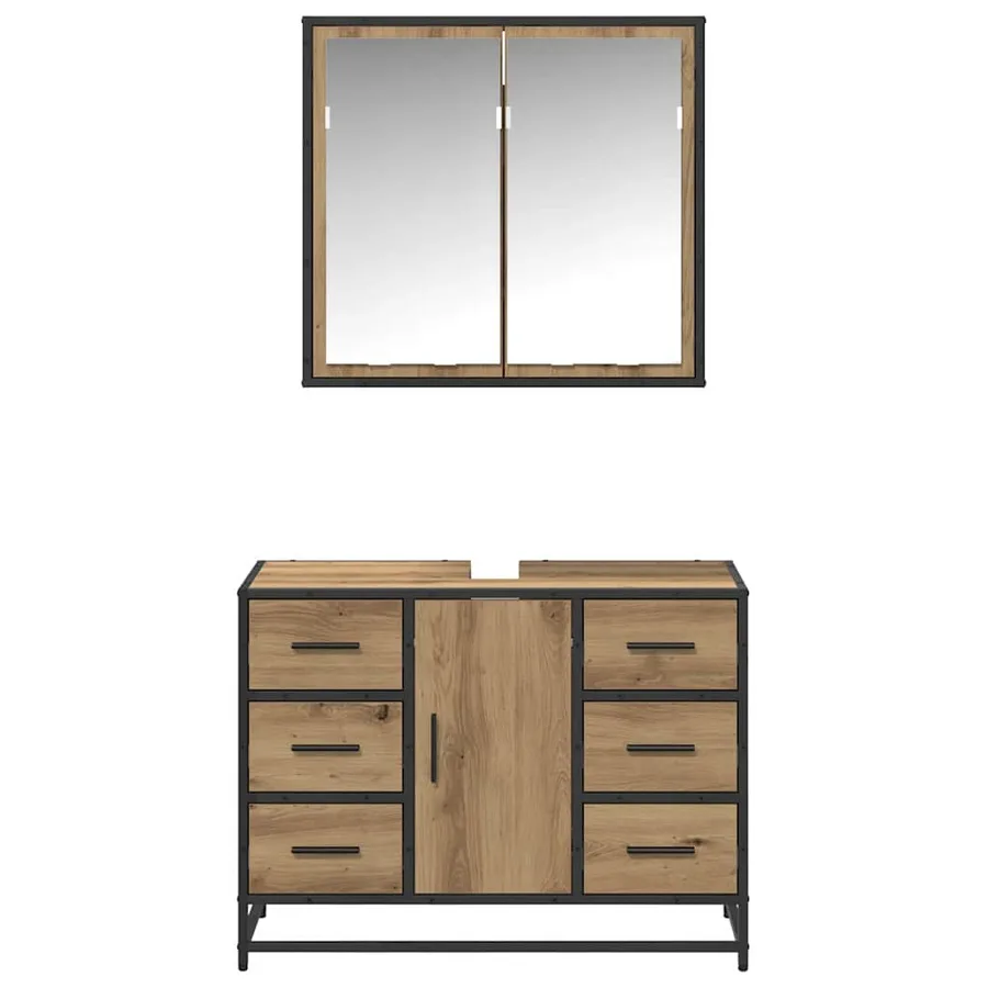 Ensemble de mobilier de salle de bain 2 pc Chêne artisanal - 7