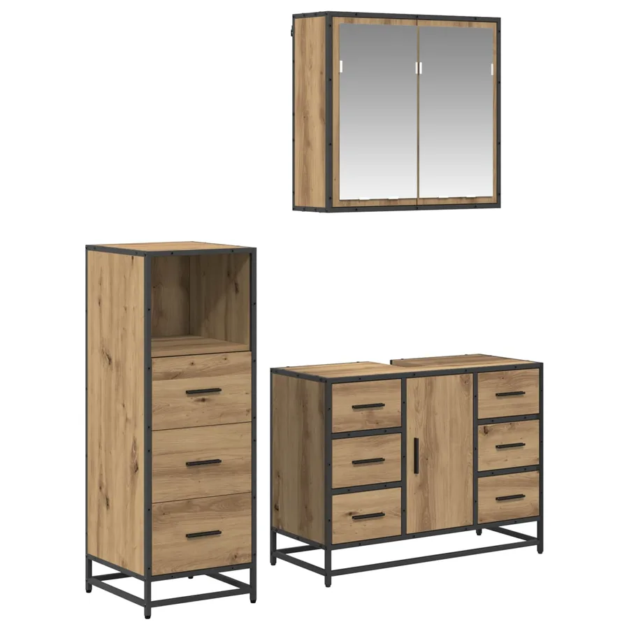 Ensemble de mobilier de salle de bain 3 pc Chêne artisanal - 2