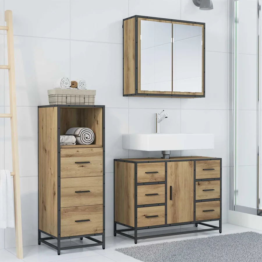 Ensemble de mobilier de salle de bain 3 pc Chêne artisanal - 4