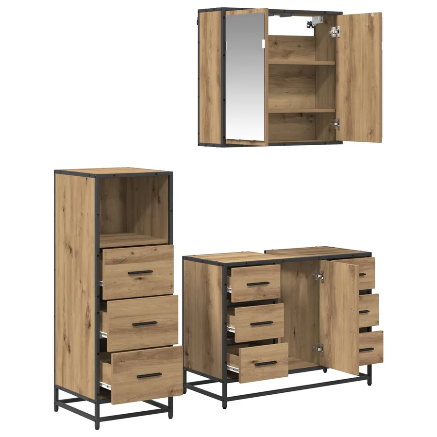 Ensemble de mobilier de salle de bain 3 pc Chêne artisanal - 5