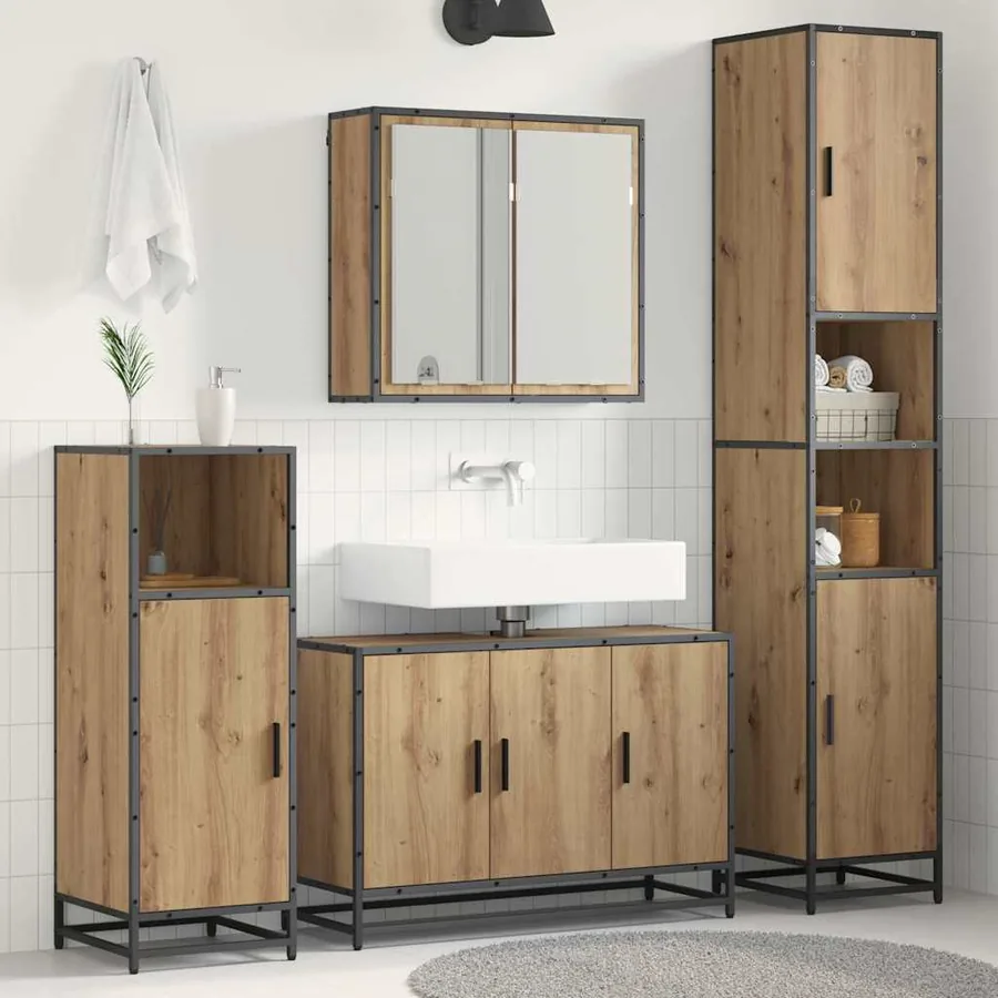 Ensemble de mobilier de salle de bain 3 pc Chêne artisanal