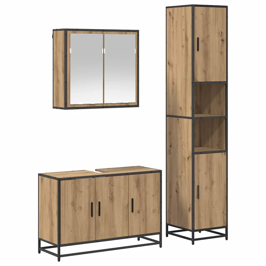 Ensemble de mobilier de salle de bain 3 pc Chêne artisanal - 2
